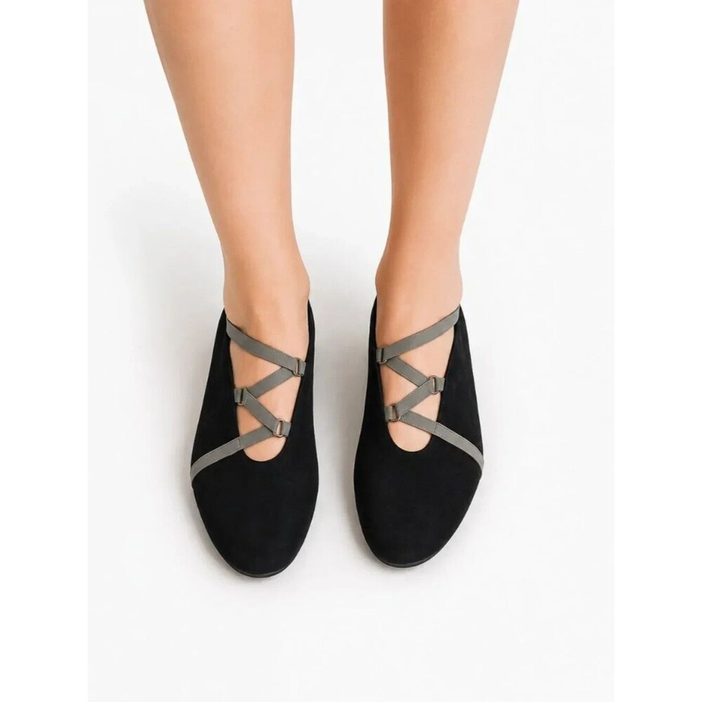 Thierry Rabotin Gragas Black Suede Hidden Wedge Shoes NWT Italy EU39.5 US9 Flat